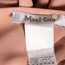 Pre Owned Max Mara Dusky Pink Silk Asymmetric Neck Detail Blouse L