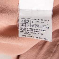 Pre Owned Max Mara Dusky Pink Silk Asymmetric Neck Detail Blouse L