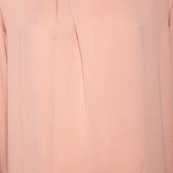 Pre Owned Max Mara Dusky Pink Silk Asymmetric Neck Detail Blouse L