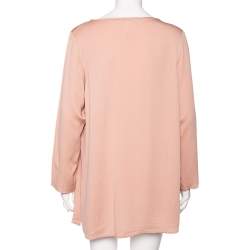 Pre Owned Max Mara Dusky Pink Silk Asymmetric Neck Detail Blouse L