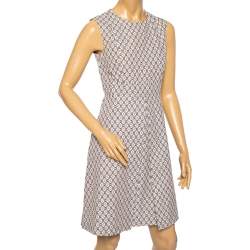 مملوكة مسبقًا Max Mara Cream & Pink Geometric Printed Cotton Sleeveless Short Dress M