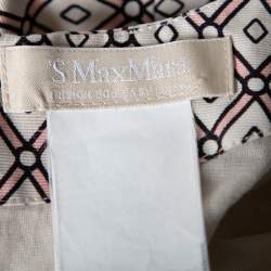مملوكة مسبقًا Max Mara Cream & Pink Geometric Printed Cotton Sleeveless Short Dress M