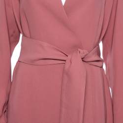 Pre Owned Max Mara Dusty Pink Silk Faux Wrap Belted Robe Dress L