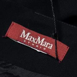 Pre Owned Max Mara Black Crepe Pleated Neck Sheath Dress M