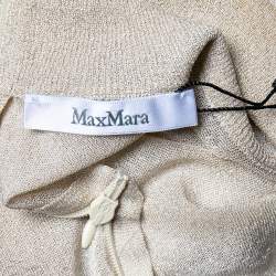 Max Mara Beige Sheer Lurex Knit Turtle Neck Long Sleeve Top M