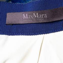 Pre Owned Max Mara White & Blue Floral Print Silk Maxi Skirt S