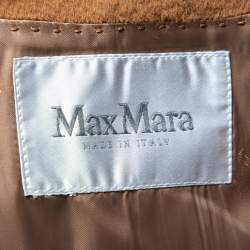 Pre Owned Max Mara Brown Camel Hair Belted Hooded Rialto Coat S