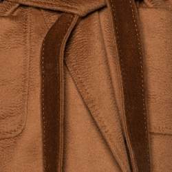 Pre Owned Max Mara Brown Camel Hair Belted Hooded Rialto Coat S