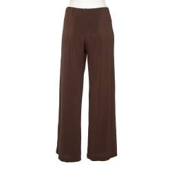 Pre Owned Max Mara Brown Jersey Straight Leg Pants L