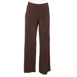 Pre Owned Max Mara Brown Jersey Straight Leg Pants L