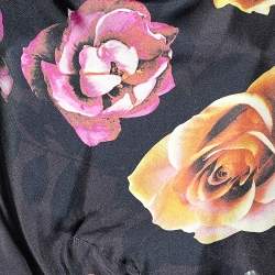 Pre Owned Max Mara Black Floral Print Crepe Orel Top M