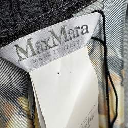 Pre Owned Max Mara Black Floral Print Silk Ponera Trousers M