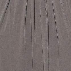 Pre Owned Max Mara Grey Jersey Ruched Maxi Dress S