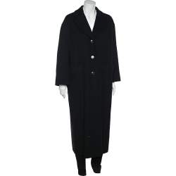 Pre Owned Max Mara Black Wool & Cashmere Oversized Long Coat S