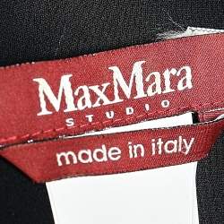 Pre Owned Max Mara Black Crepe Draped Detail Sleeveless Midi Dress L