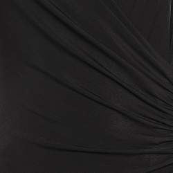 Pre Owned Max Mara Brown Jersey Draped Detail Midi Dress M