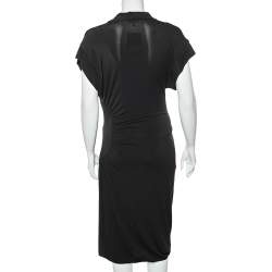 Pre Owned Max Mara Brown Jersey Draped Detail Midi Dress M