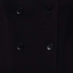 Pre Owned Max Mara Navy Blue Cotton Double Breasted Trench Coat S