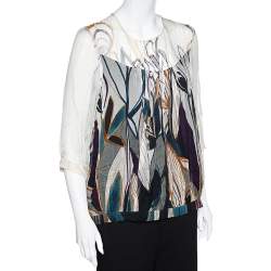 Max Mara Studio Multicolor Printed Silk Top L