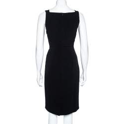 Pre Owned Max Mara Black Crepe Bow Detailed Sleeveless Dress M