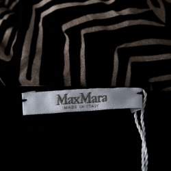 Pre Owned Max Mara Monochrome Printed Jersey Long Sleeve Draped Dress M