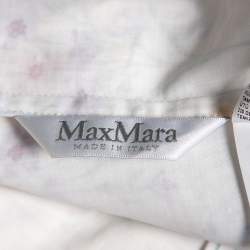 Pre Owned Max Mara White Floral Printed Linen Double Breasted Blazer M