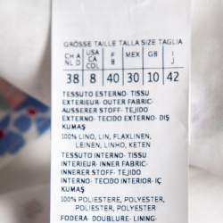 Pre Owned Max Mara White Floral Printed Linen Double Breasted Blazer M