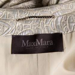 Max Mara Cream Lurex Floral Pattern Jacquard Cropped Jacket S