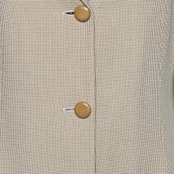 Pre Owned Max Mara Cream Textured Crepe Button Front Blazer S
