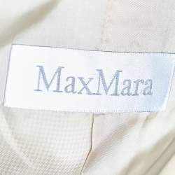 Pre Owned Max Mara Cream Textured Crepe Button Front Blazer S