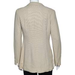 Pre Owned Max Mara Cream Textured Crepe Button Front Blazer S
