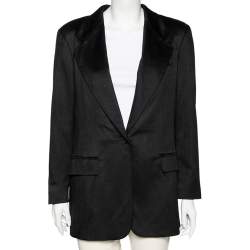 Max Mara Black Cashmere Button Front Jacket M