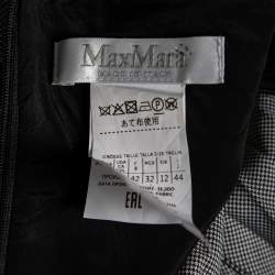 Max Mara Grey Micro Houndstooth Patterned Wool Arielle Belted Dress M