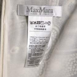 Pre Owned Max Mara Monochrome Paisley Printed Cotton Draped Detail Dress M