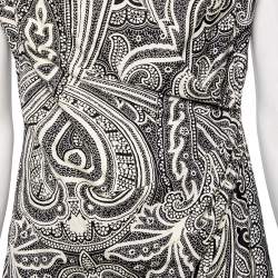 Pre Owned Max Mara Monochrome Paisley Printed Cotton Draped Detail Dress M