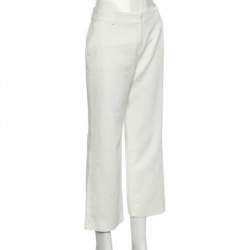 Pre Owned Max Mara Studio Cotton Straight Leg Cropped Pants M