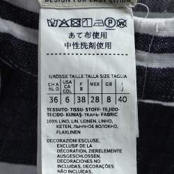 Pre Owned Max Mara White & Navy Blue Striped Linen Hooded Dress S