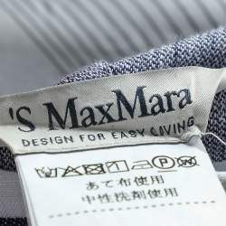 Pre Owned Max Mara White & Navy Blue Striped Linen Hooded Dress S