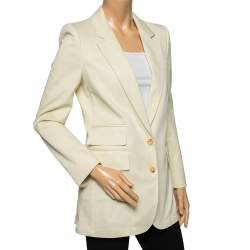 Pre Owned Max Mara Yellow Cotton Button Front Blazer M