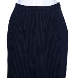 Pre Owned Max Mara Navy Blue Pinstriped Crepe Mini Skirt S