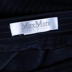 Pre Owned Max Mara Navy Blue Pinstriped Crepe Mini Skirt S