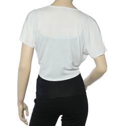 Max Mara White Knit Front Tie Detail Short Shrug XL