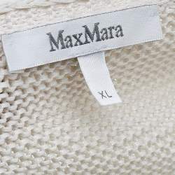Max Mara Off White Crochet Knit Button Front Cropped Shrug XL