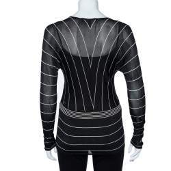 Max Mara Back Stripe Pattern Knit V-Neck Top M