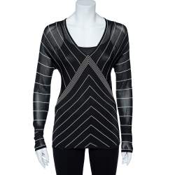 Max Mara Back Stripe Pattern Knit V-Neck Top M