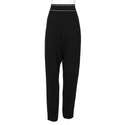 Pre Owned Max Mara Black Stretch Crepe Pleat Detailed Pants L