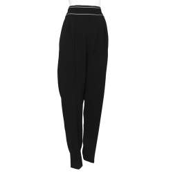 Pre Owned Max Mara Black Stretch Crepe Pleat Detailed Pants L