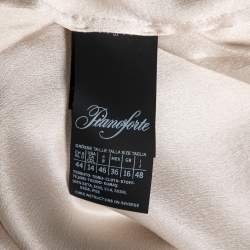 Pre Owned Max Mara Cream Silk Overlay Pleated Yoke Detail Blouse L