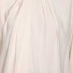 Pre Owned Max Mara Cream Silk Overlay Pleated Yoke Detail Blouse L