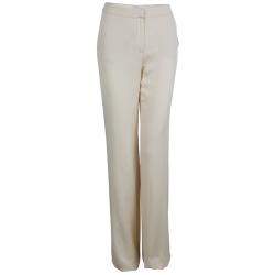 Pre Owned Max Mara Beige Silk Crepe Trousers M